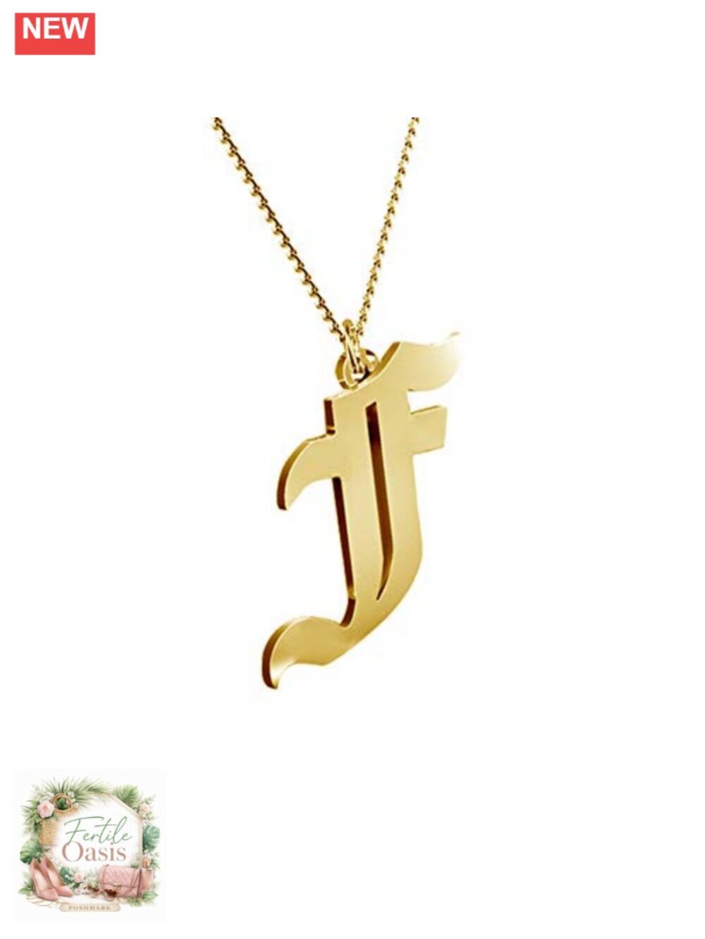 18K Gold Plated Stainless Steel Initial Letter Pendant Necklace Adjustable 18"